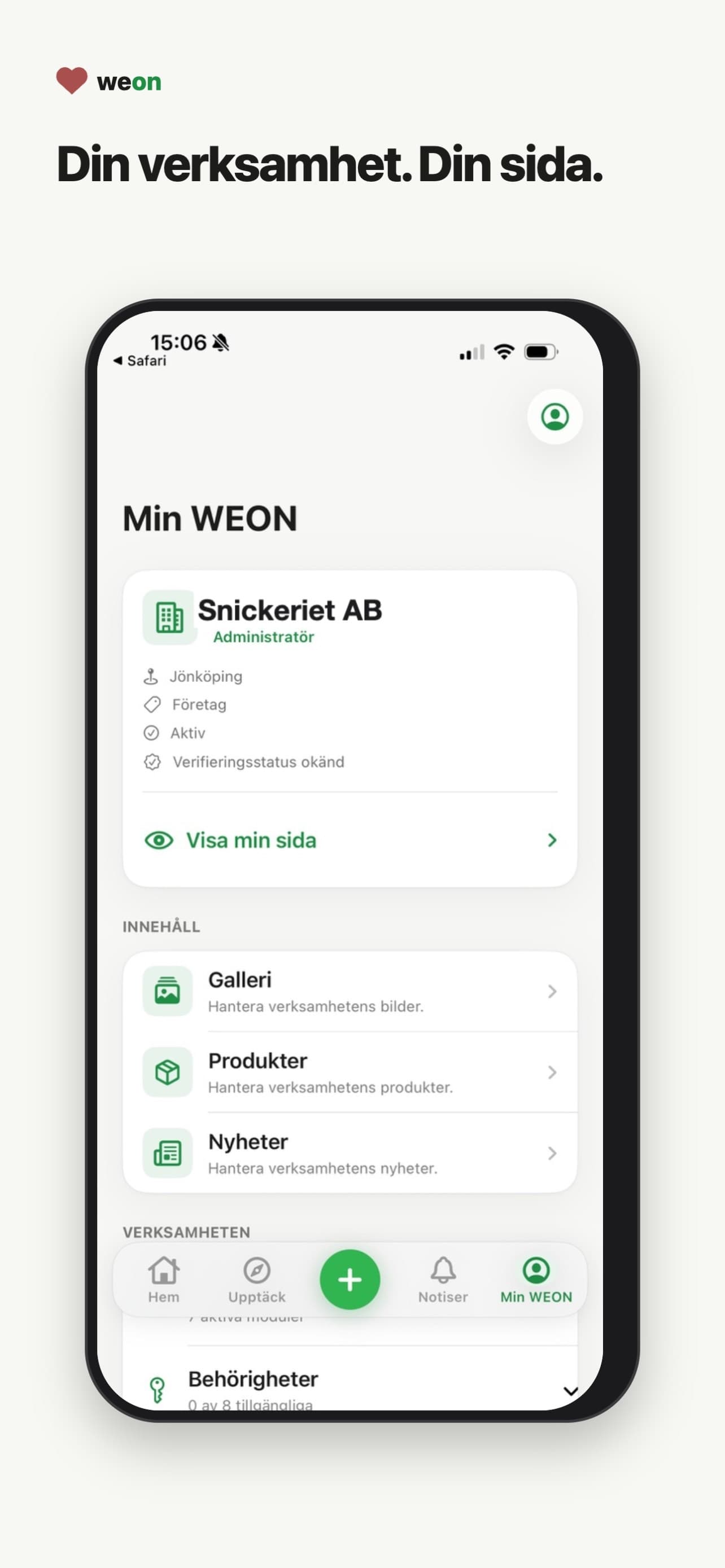 weon mobile app local business profile