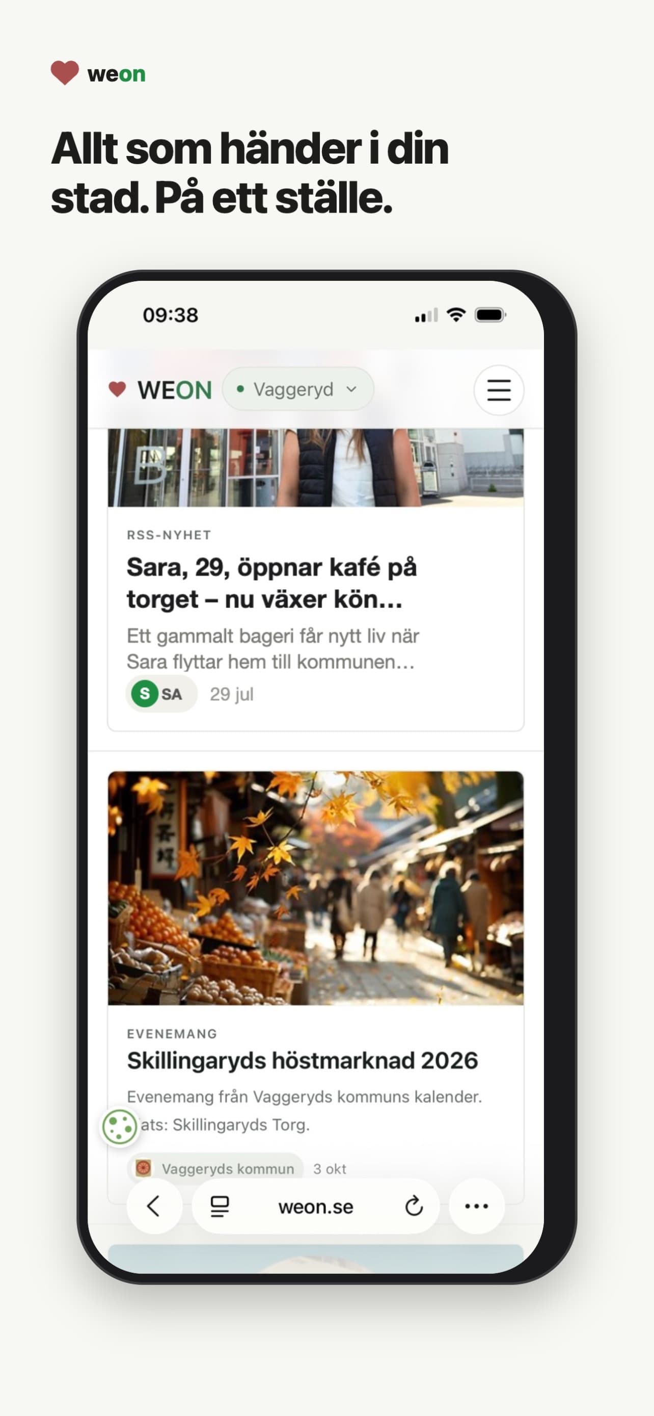 weon mobile app local news and community feed